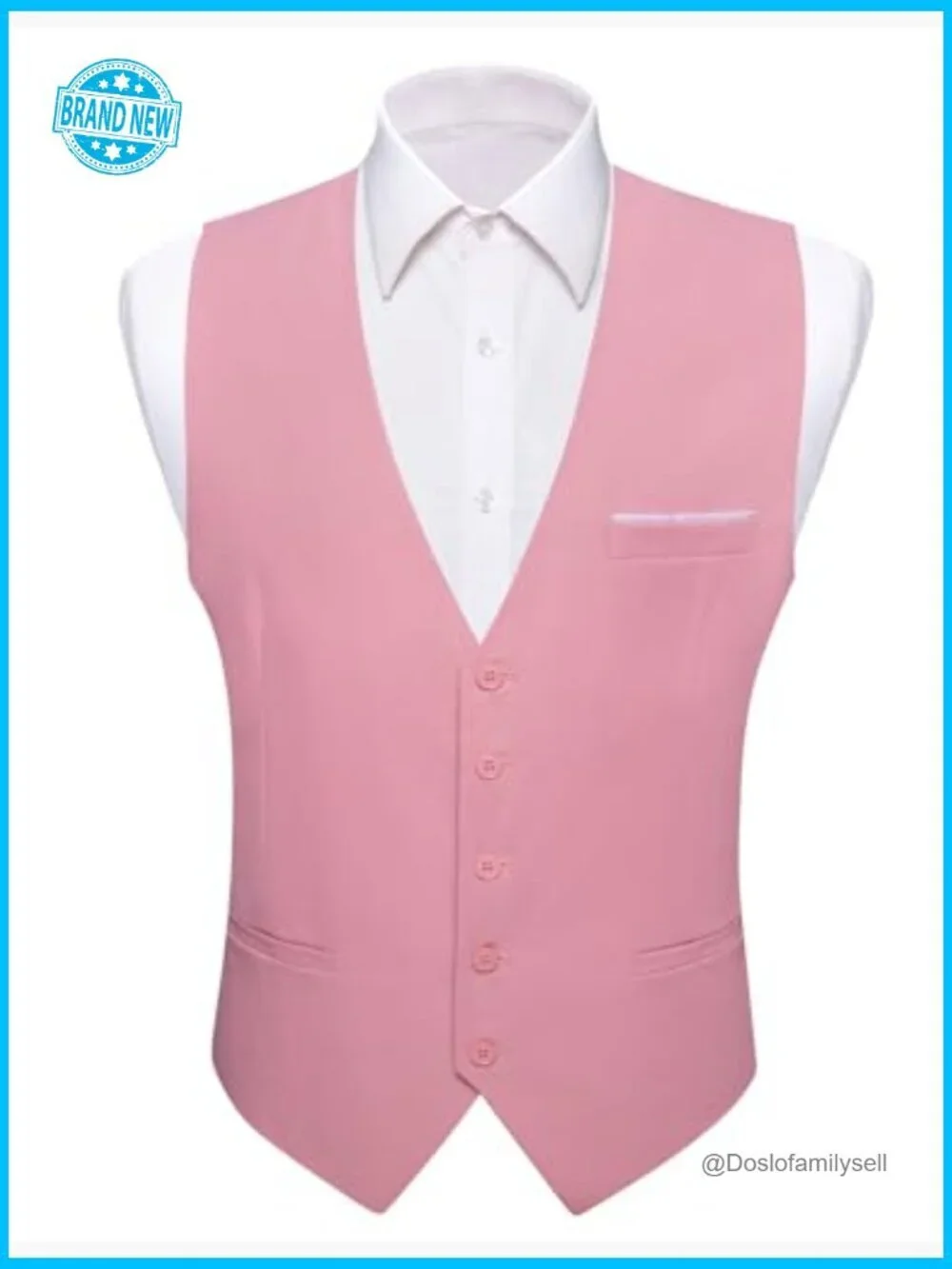 Men's Slim Fit V-Neck Vest Formal Casual Wedding Party Tuxedo Waistcoat
